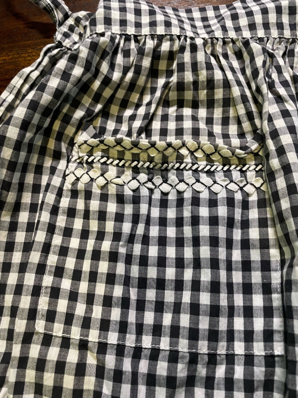 Gingham Half Apron Black White Check